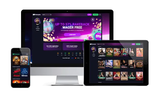 metaspins casino website screens