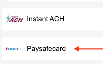 Prejdete na metody vkladu a vyberte PaySafecard